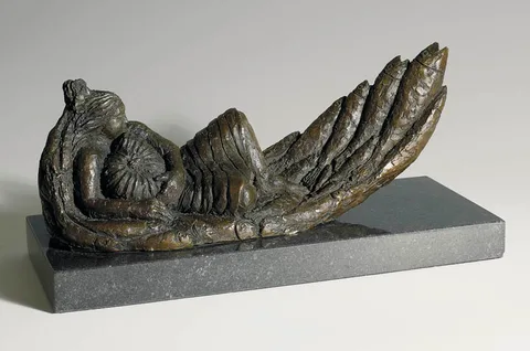 Niall O'Neill, THE AMMONITE, cast bronze on a polished black limestone plinth