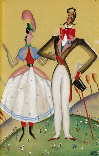 Stella Steyn, KNIGHT AND DAMSEL and A WELL DRESSED COUPLE (A PAIR), watercolour and gouache