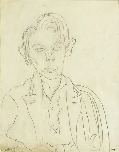 Anne Yeats, PORTRAIT OF LOUIS LE BROCQUY AS A YOUNG MAN, pencil on paper