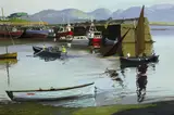 Cecil Maguire, BOATS IN THE HARBOUR, ROUNDSTONE