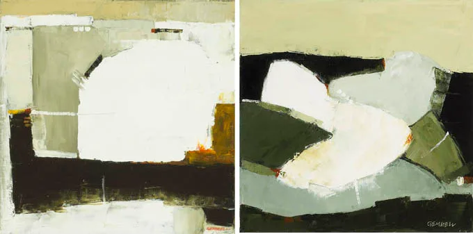 FIELD STUDIES (A PAIR) by Michael Gemmell, oil on canvas, sold Sep 2004