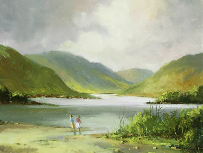 GLENDALOUGH, COUNTY WICKLOW by Norman J. McCaig, oil on canvas board, sold Sep 2004