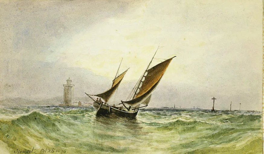 SUNSET by Alexander Williams, watercolour over pencil, offered Sep 2004