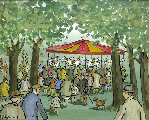 THE CAROUSEL by Gladys Maccabe, oil on board, sold Sep 2004