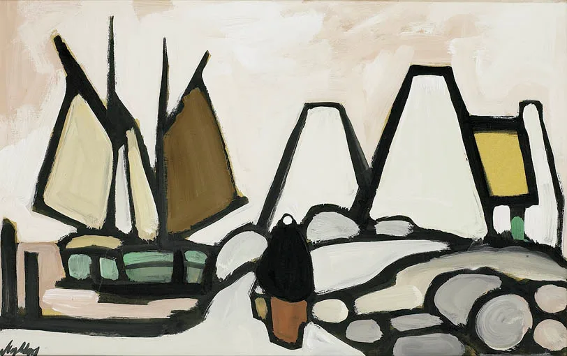 HOMEWARD BOUND by Markey Robinson, gouache on board, sold Sep 2004