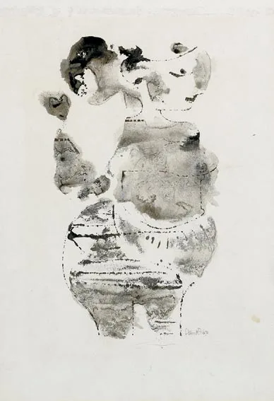 ABSTRACT FORM by Colin Middleton, ink and wash on paper, sold Apr 2004