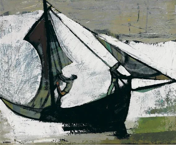 SETTING SAIL ONE MORNING by Barbara Warren, oil on canvas, sold Apr 2004