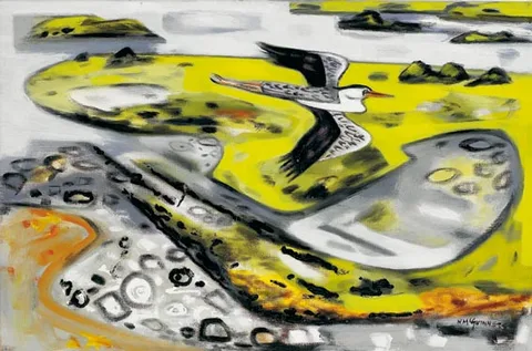 FLIGHT OVER MULROY BAY by Norah McGuinness, oil on canvas, sold Apr 2004