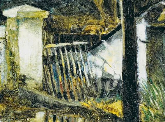 BROKEN GATE by Donald Teskey, oil on canvas laid on board, sold Apr 2004