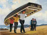 John Skelton, RAISING THE CURRACH (THREE MAN CURRACH, INISHBOFIN ISLAND)