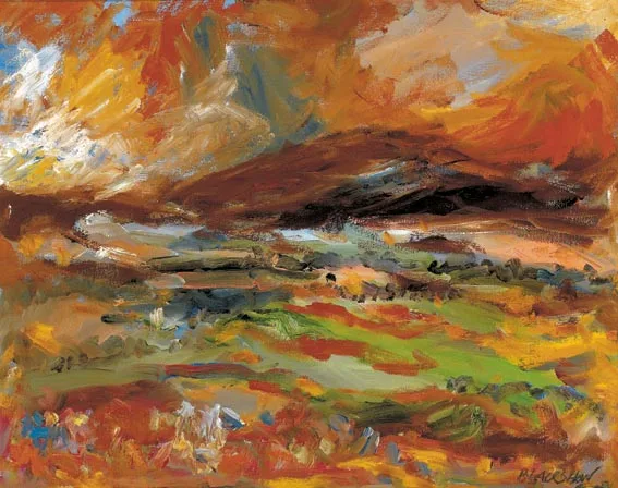 MOUNTAIN LANDSCAPE by Basil Blackshaw, oil on canvas, offered Apr 2004