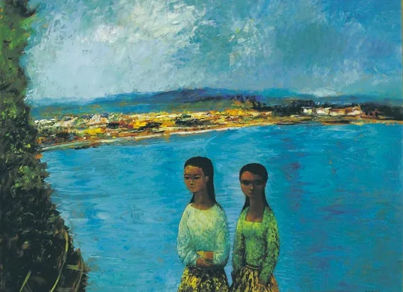 THE LAKE by Daniel O'Neill, oil on board, sold Apr 2004