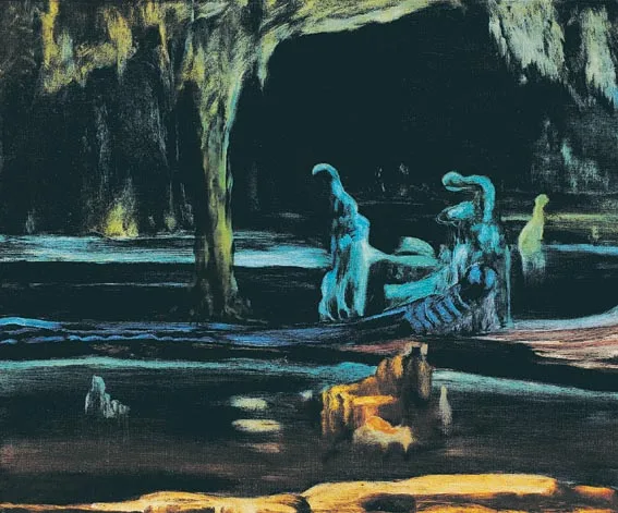 THE GROTTO by Daniel O'Neill, oil on board, sold Apr 2004