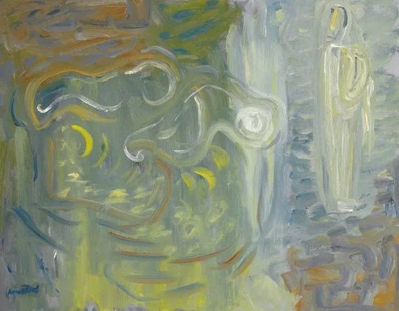 FIGURE AND WAVES by Nano Reid, oil on board, sold Apr 2004