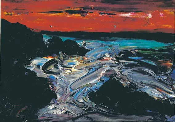 THE SEA, GALWAY BAY by Peter Collis, oil on board, sold Apr 2004