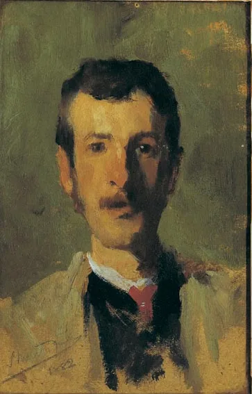 Stanhope Forbes, SELF PORTRAIT OF THE ARTIST AS A YOUNG MAN, oil on board