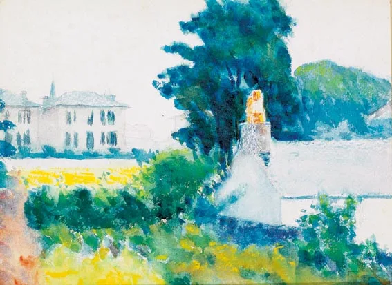 WHITE HOUSES IN A LANDSCAPE by Roderic O'Conor, watercolour over pencil, offered Apr 2004