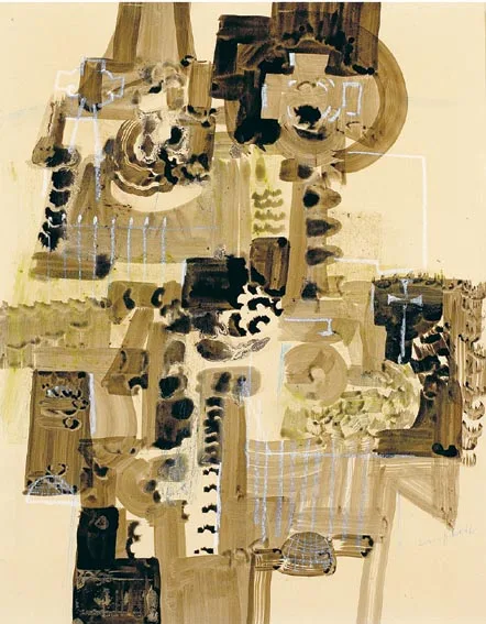 CONNEMARA CHURCHYARD by George Campbell, watercolour, pencil and pastel on paper, sold Apr 2004