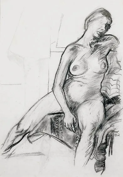Michael O'Dea, NUDE STUDY, charcoal on paper