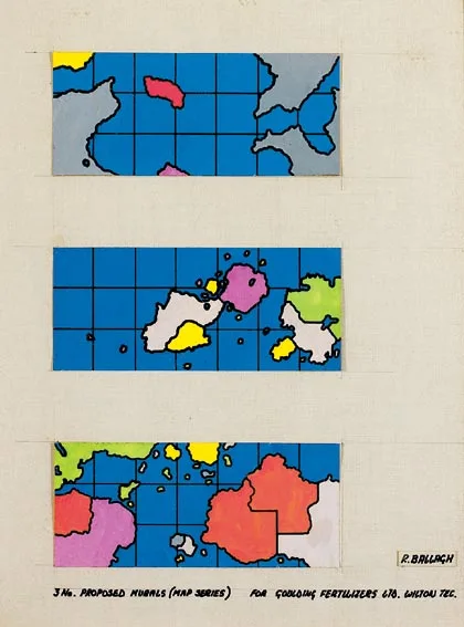 PROPOSED MURALS (MAP SERIES) by Robert Ballagh, acrylic on board, sold Apr 2004
