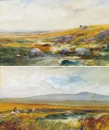 Wycliffe Egginton, HORSEMAN HERDING CATTLE ALONG A BOG ROAD and BOGLAND WITH HORSE AND FOAL (A PAIR)