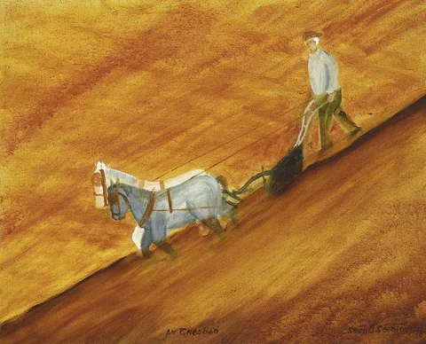 AN TREABHADH (THE PLOUGHING) by Seán O Séadhacháin, acrylic on canvas, offered Apr 2004