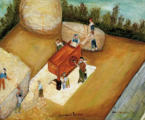 Seán INNÉAL BUAILTE (OLD THRESHING MACHIINE) by Seán O Séadhacháin, acrylic on canvas, offered Apr 2004