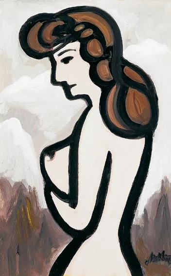 ROMANTIC GARBO by Markey Robinson, gouache on board, sold Apr 2004