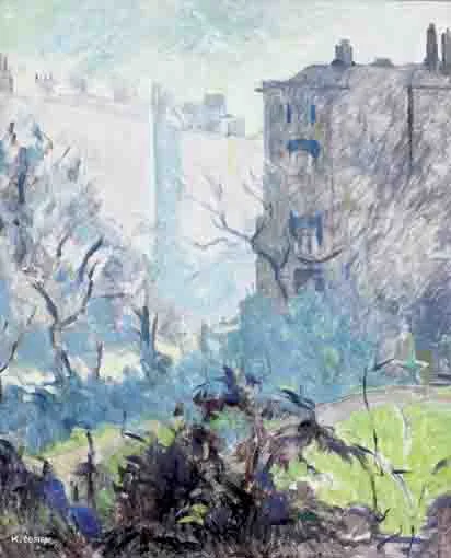 SPRING, FITZWILLIAM SQUARE by Kitty Wilmer O'Brien, oil on board, offered Nov 2003