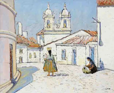 Letitia Marion Hamilton, THE UPPER TOWN, NAZARé, oil on canvas