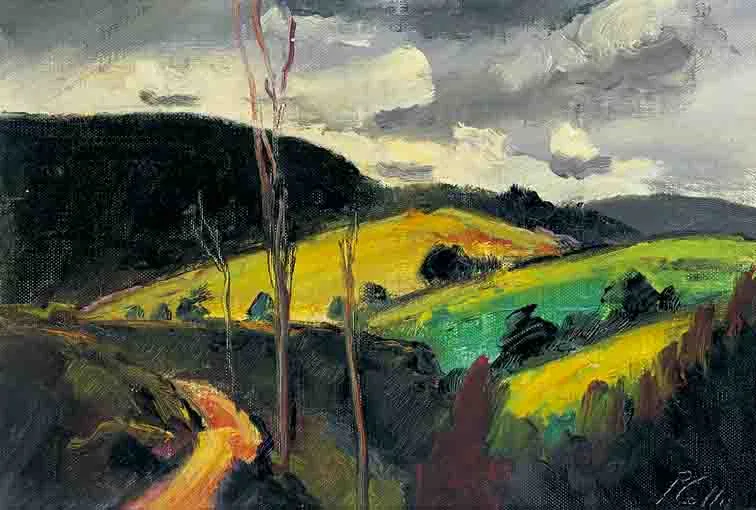 LANDSCAPE AT BRITTAS, COUNTY DUBLIN by Peter Collis, oil on canvas board, sold Nov 2003