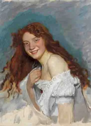 Dermod O'Brien, PORTRAIT OF A MODEL, THOUGHT TO BE EMILY SCOBEL, oil on canvas