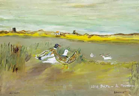 Anton Meenan, WILD DUCKS, oil on board