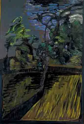 LANDSCAPE, POLLING by Brian Bourke, oil on canvas, sold Nov 2003