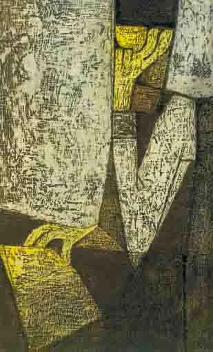 THE READER by Colin Middleton, oil on panel, sold Nov 2003