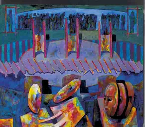 Lorcan Walshe, MASKS, oil on board