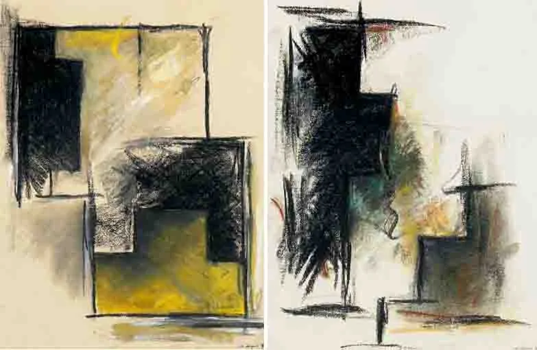 Sibylle Ungers, GEOMETRIC STUDIES (A PAIR), charcoal and pastel