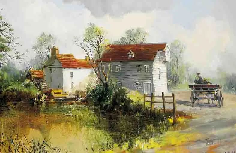 THE OLD MILL by Kenneth Webb, oil on canvas, sold Nov 2003