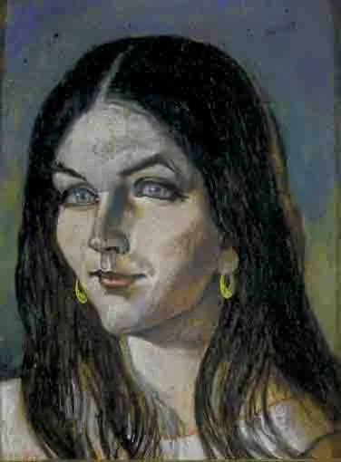 IRISH EYES by Harry Kernoff, oil pastel on card, sold Nov 2003