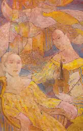 THE VIOLIN PLAYER by Piet Sluis, oil on board, sold Nov 2003