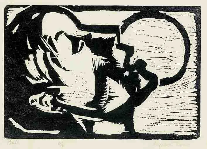 PSALM by Elizabeth Rivers, woodcut, sold Nov 2003