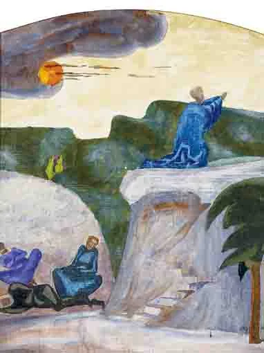 AGONY IN THE GARDEN by Patrick Pye, tempera on panel, sold Nov 2003