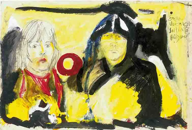 Charles Cullen, EMER AND VERONICA, BERLIN, acrylic and charcoal on paper