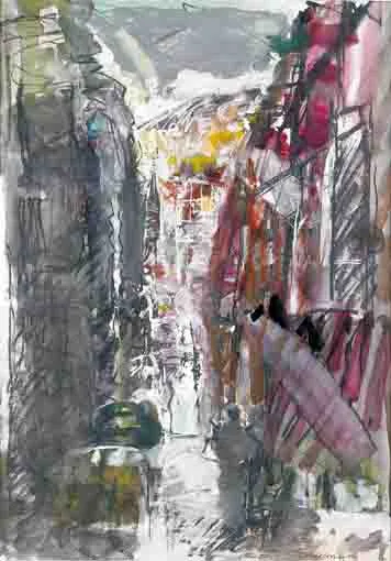 David Crone, STREET, gouache on paper