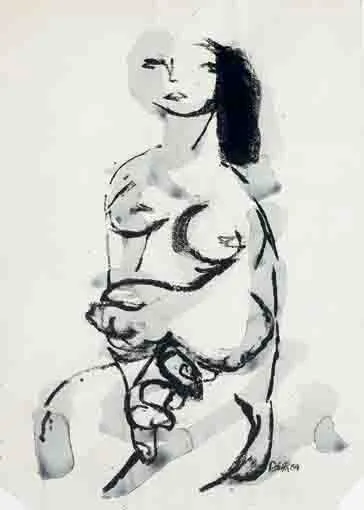 NUDE STUDY by Colin Middleton, watercolour and crayon, sold Nov 2003