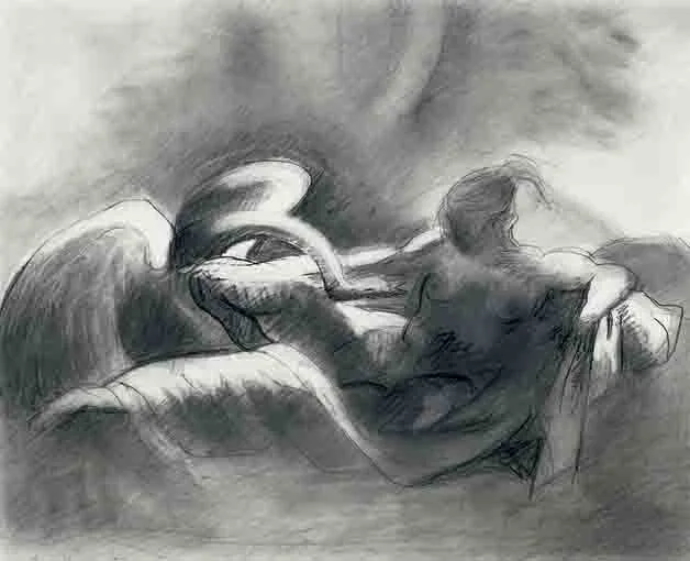 Anne Madden, AFTER 'LEDA AND THE SWAN' BY GERICAULT, graphite on Arches paper