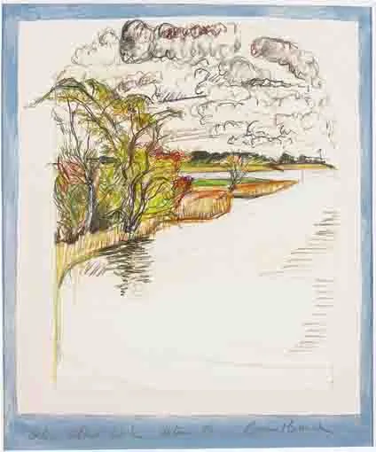 Brian Bourke, BELOW ALBERT LOCK, watercolour and crayon
