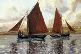 Ivan Sutton, BECALMED GALWAY HOOKERS OFF CARRAROE, COUNTY GALWAY
