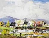 Rowland Hill, CONNEMARA COTTAGES WITH THE TWELVE PINS IN THE DISTANCE