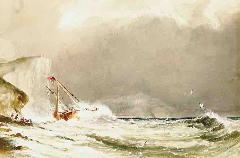 FOLIO OF TWELVE LANDSCAPES, MOSTLY MARITIME SCENES by Charles Yard, watercolour with bodycolour and scratching out, sold Nov 2003